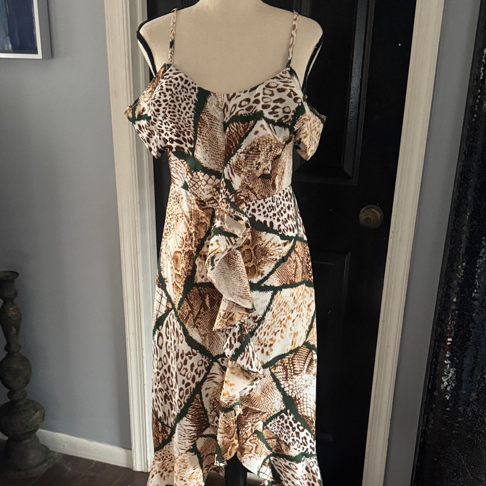 Boohoo Asymmetrical Animal Print Dress